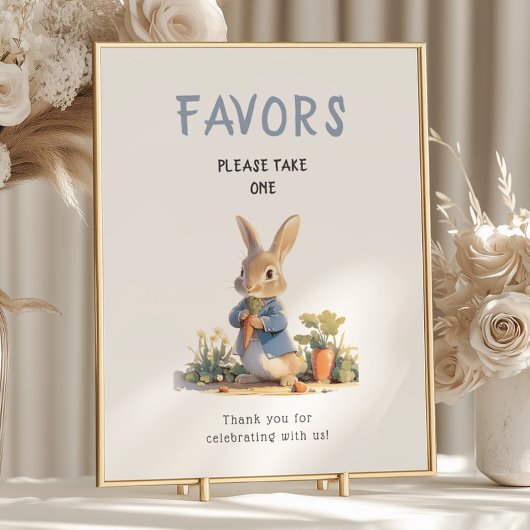 Peter Rabbit Blue Baby shower Favorieten Teken Poster