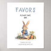 Peter Rabbit Blue Baby shower Favorieten Teken Poster (Voorkant)