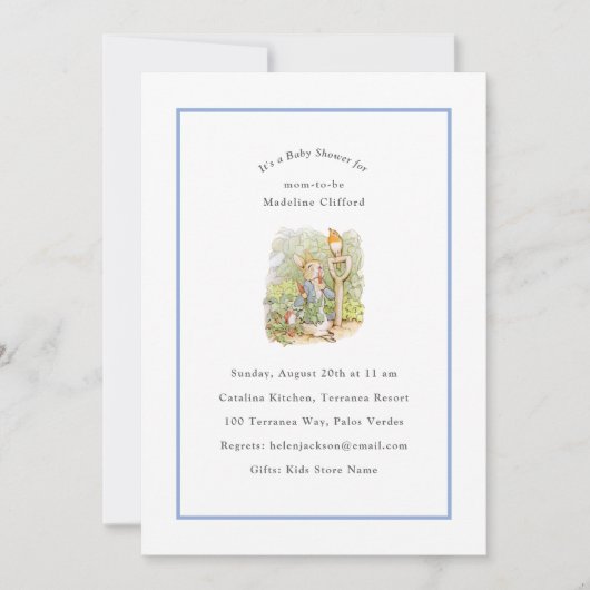 Peter Rabbit Blue  Baby shower Kaart (Voorkant)