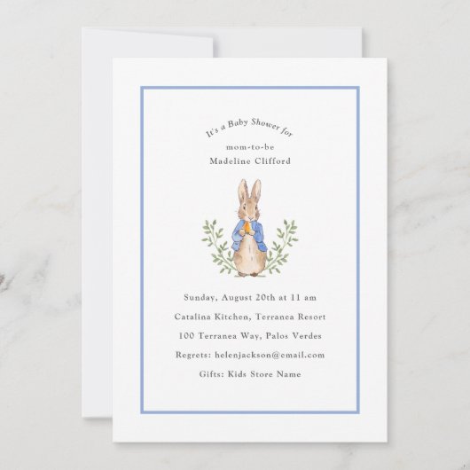 Peter Rabbit Blue  Baby shower Kaart (Voorkant)