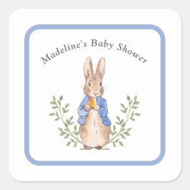 Peter Rabbit Blue  Baby shower Vierkante Sticker