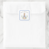 Peter Rabbit Blue  Baby shower Vierkante Sticker (Tas)
