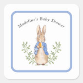 Peter Rabbit Blue  Baby shower Vierkante Sticker (Voorkant)