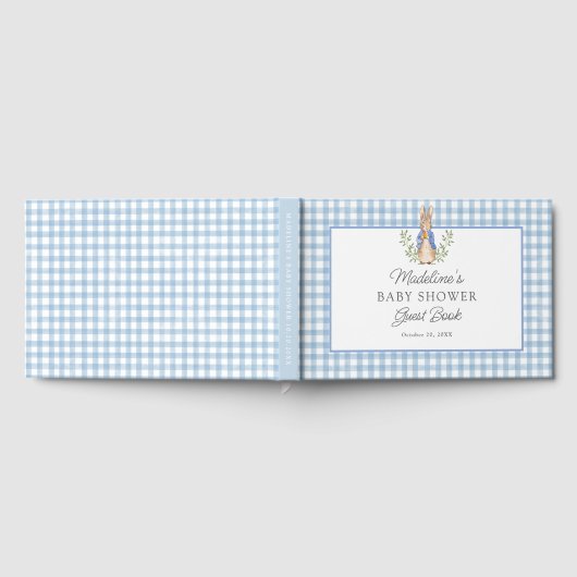 Peter Rabbit Blue Gingham Baby Shower Gastenboek (Volledig)