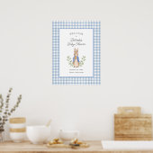 Peter Rabbit Blue Gingham Baby Shower Welcome Poster (Keuken)