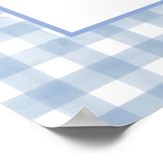 Peter Rabbit Blue Gingham Baby Shower Welcome Poster (Hoek)