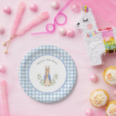 Peter Rabbit Blue White Gingham Baby shower Papieren Bordje (Feest)