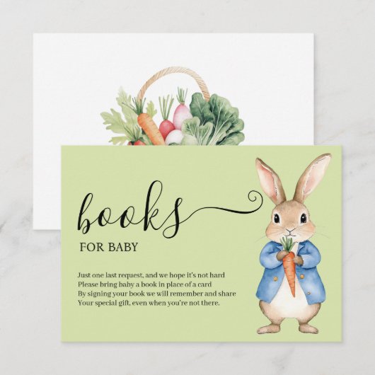Peter Rabbit Boy Baby shower Boeken voor Baby Informatiekaartje (Voorkant / Achterkant)