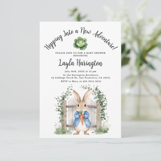 Peter Rabbit Boy Baby shower Garden Gate Kaart (Staand voorkant)