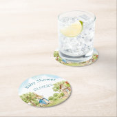 Peter Rabbit Boy Baby shower Ronde Kartonnen Onderzetter (Insitu)