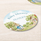 Peter Rabbit Boy Baby shower Ronde Kartonnen Onderzetter (Gebogen)