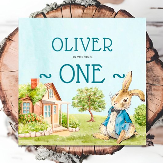 Peter Rabbit Boy Eerste Verjaardag Waterverf Servet