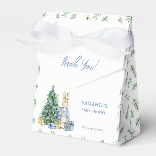 Peter Rabbit Christmas Baby shower Dank u Bedankdoosjes (Voorkant Zijde)