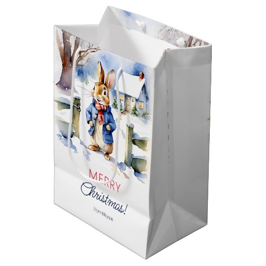 Peter rabbit Christmas gepersonaliseerde sjabloon Medium Cadeauzakje (Voorkant Gekanteld)