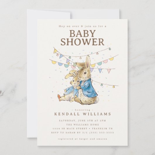 Peter Rabbit | Confetti-Baby shower Kaart (Voorkant)