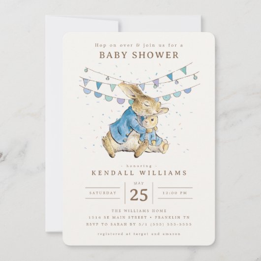 Peter Rabbit | Confetti Boy Baby shower Kaart (Voorkant)