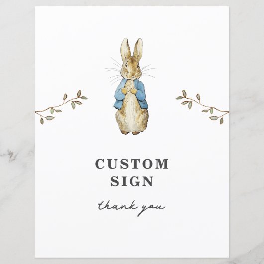 Peter Rabbit Custom Party Sign (Voorkant)