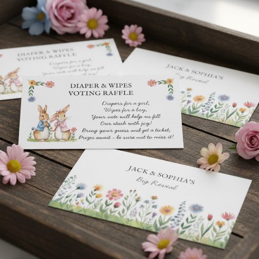 Peter Rabbit Diaper and Wipes Raffle Guessing Game Informatiekaartje