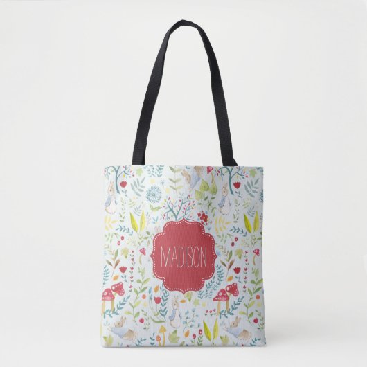 Peter Rabbit | Doorverwezen Waterverf patroon Tote Bag (Voorkant)
