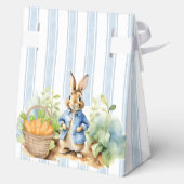 Peter rabbit dusty blue baby shower monogrammed bedankdoosjes (Achterkant)