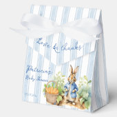 Peter rabbit dusty blue baby shower monogrammed bedankdoosjes (Voorkant)