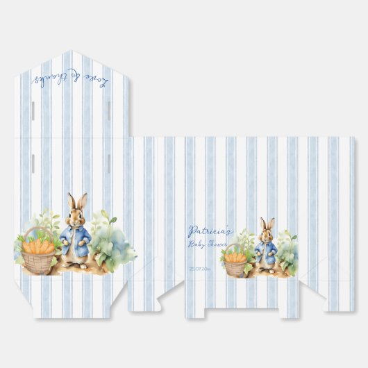 Peter rabbit dusty blue baby shower monogrammed bedankdoosjes (Ongevouwen)