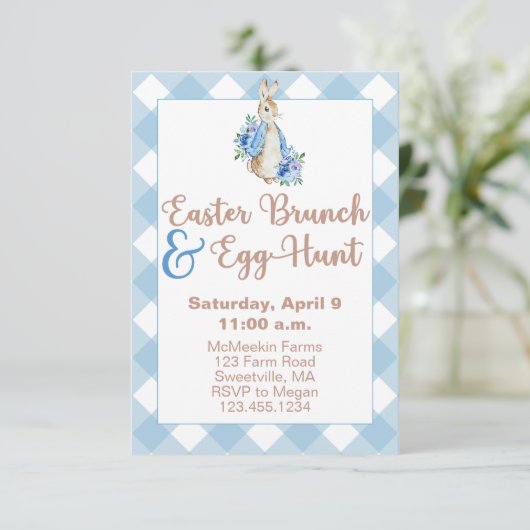 Peter Rabbit Easter Brunch & Egg Hunt Invitation Kaart (Staand voorkant)