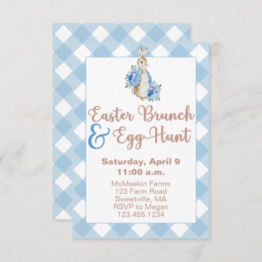 Peter Rabbit Easter Brunch & Egg Hunt Invitation Kaart (Voorkant / Achterkant)