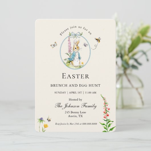 Peter Rabbit Easter brunch Uitnodiging (Staand voorkant)