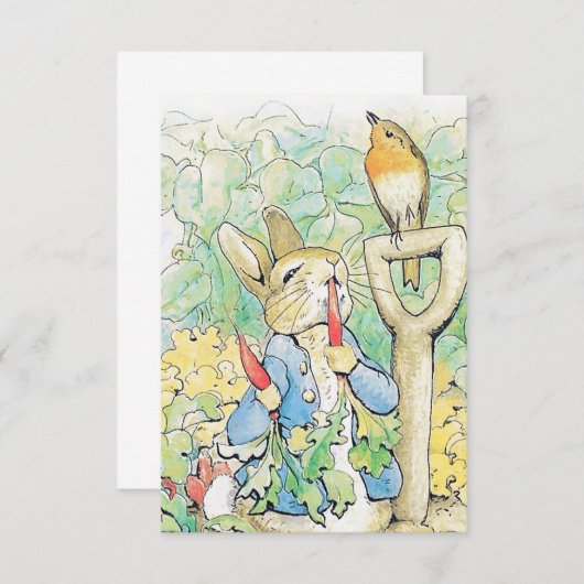 “Peter Rabbit Eats a Carrot” by Beatrix Potter Bedankkaart (Voorkant / Achterkant)