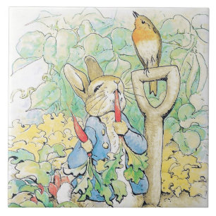 "Peter Rabbit Eats a Carrot" door Beatrix Potter Tegeltje