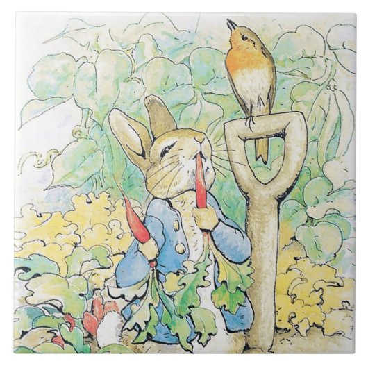 "Peter Rabbit Eats a Carrot" door Beatrix Potter Tegeltje (Voorkant)