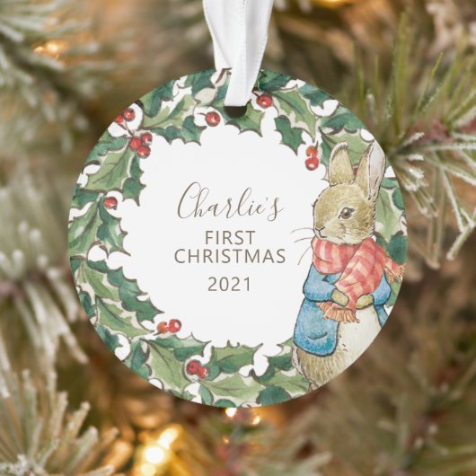 Peter Rabbit | Eerste Kerstmis baby met foto Ornament (Boom)
