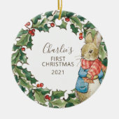 Peter Rabbit | Eerste Kerstmis baby met Keramisch Ornament (Voorkant)