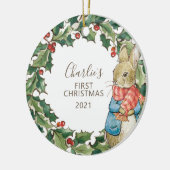 Peter Rabbit | Eerste Kerstmis baby met Keramisch Ornament (Links)