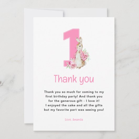 Peter Rabbit | Eerste verjaardag Bedankkaart (Voorkant)