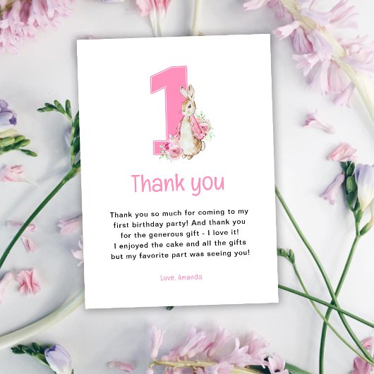 Peter Rabbit | Eerste verjaardag Bedankkaart