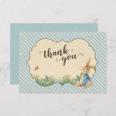 Peter Rabbit | Eerste verjaardag Dankuwel Bedankkaart (Voorkant / Achterkant)