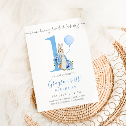 Peter Rabbit Eerste Verjaardag Uitnodiging
