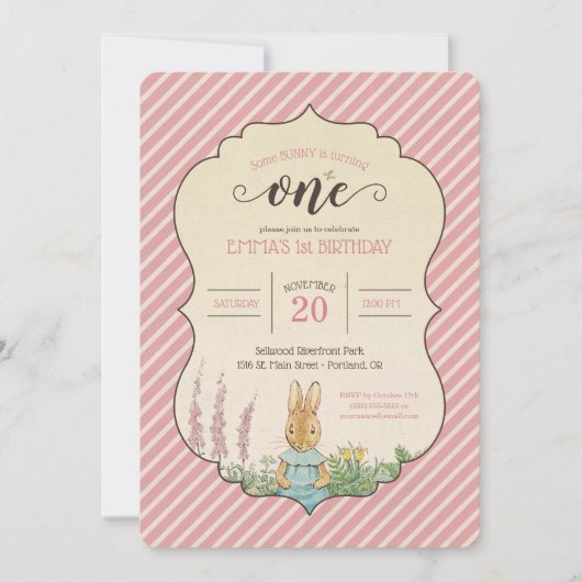 Peter Rabbit | Eerste verjaardag van Baby Girl Kaart (Voorkant)