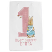 Peter Rabbit | Eerste verjaardag van Baby Girl Medium Cadeauzakje (Voorkant)