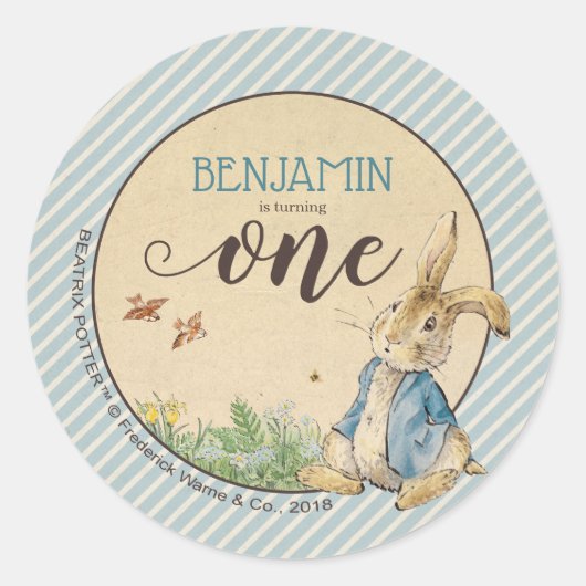 Peter Rabbit | Eerste verjaardag van de baby Ronde Sticker (Voorkant)