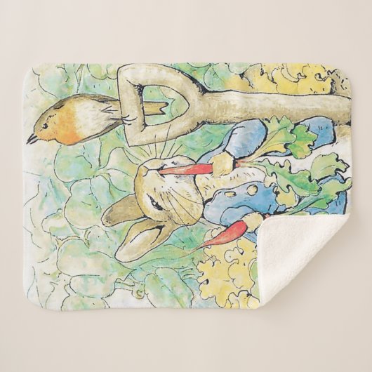 “Peter Rabbit eet een wortel” door Beatrix Potter Sherpa Deken (Voorkant (horizontaal))