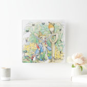 “Peter Rabbit eet een wortel” door Beatrix Potter Vierkante Klok (Huis)