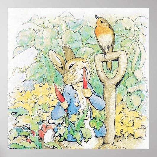 “Peter Rabbit eet een wortel” van Beatrix Potter Poster (Voorkant)