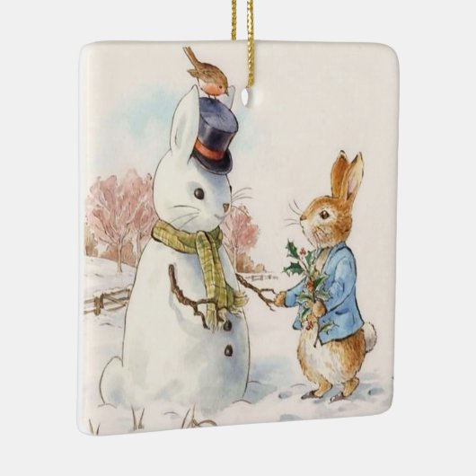 Peter Rabbit en de Sneeuwman door Beatrix Potter Keramisch Ornament (Rechts)