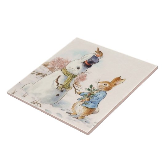 Peter Rabbit en de Sneeuwman door Beatrix Potter Tegeltje (Zijkant)