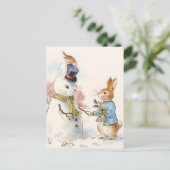 Peter Rabbit en de Sneeuwman van Beatrix Potter Briefkaart (Staand voorkant)