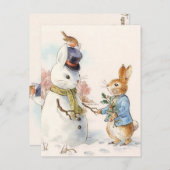 Peter Rabbit en de Sneeuwman van Beatrix Potter Briefkaart (Voorkant / Achterkant)