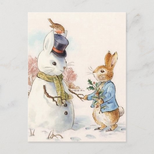 Peter Rabbit en de Sneeuwman van Beatrix Potter Briefkaart (Voorkant)